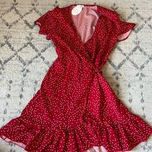 Red polka dot wrap dress 👗